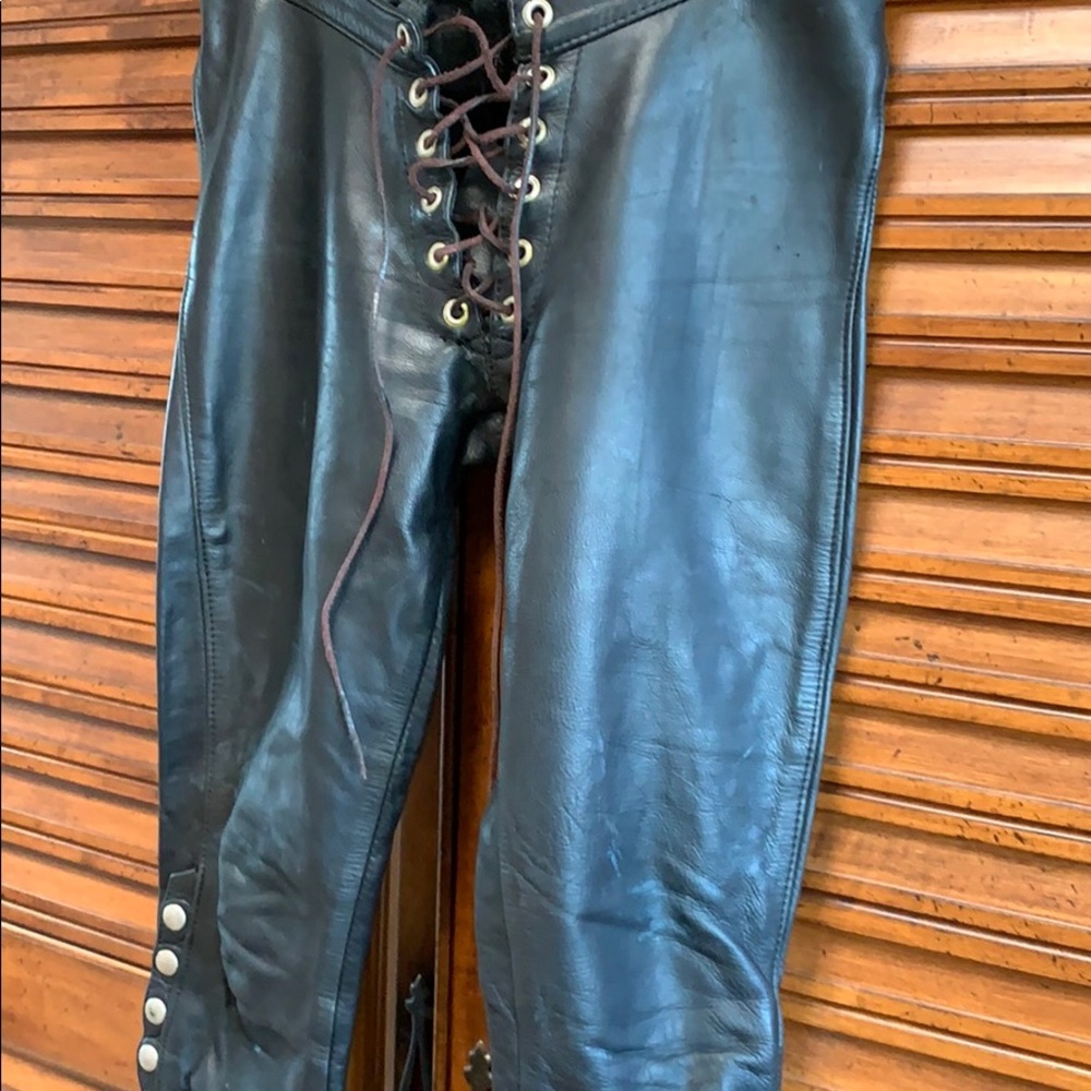 VINTAGE MOTO LEATHER PANTS - Picture 4 of 16
